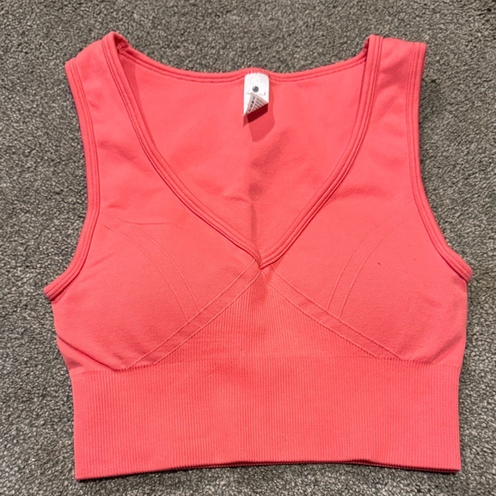 Yogalicious Coral V-Neck Crop Top